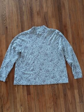 Lands' End Cream and Brown Leopard-Print Long Sleeve Shirt